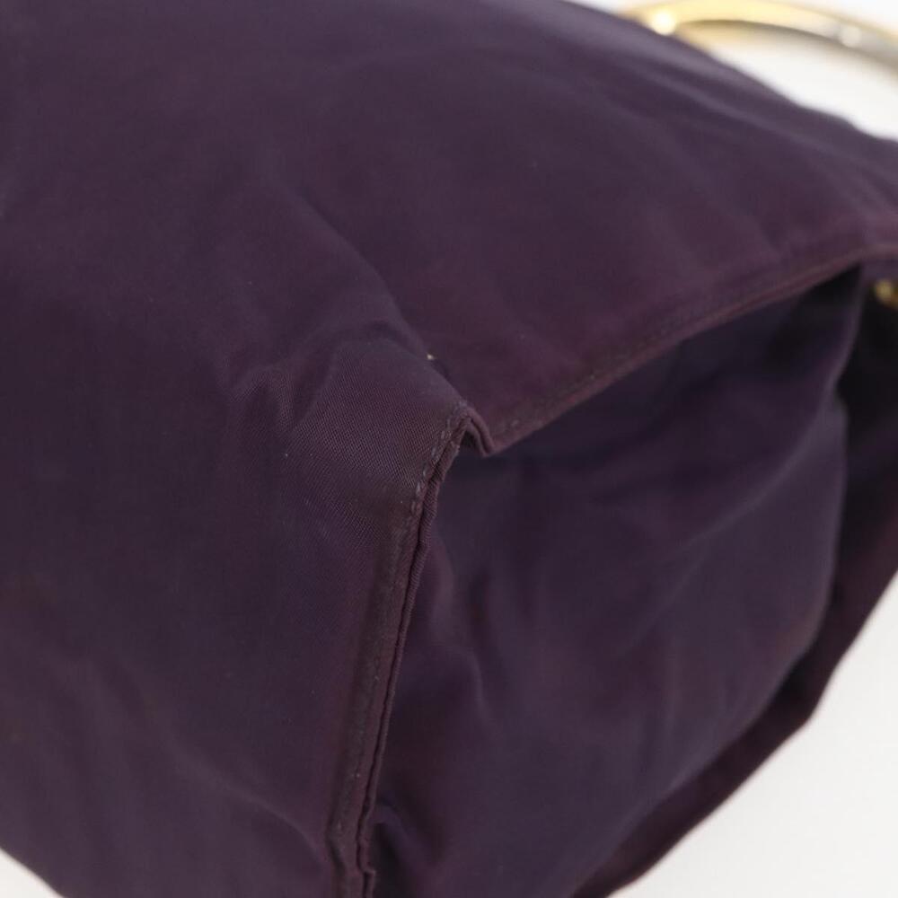 PRADA Hand Bag Nylon Metal Purple Gold Auth 155415 - Picture 15 of 16